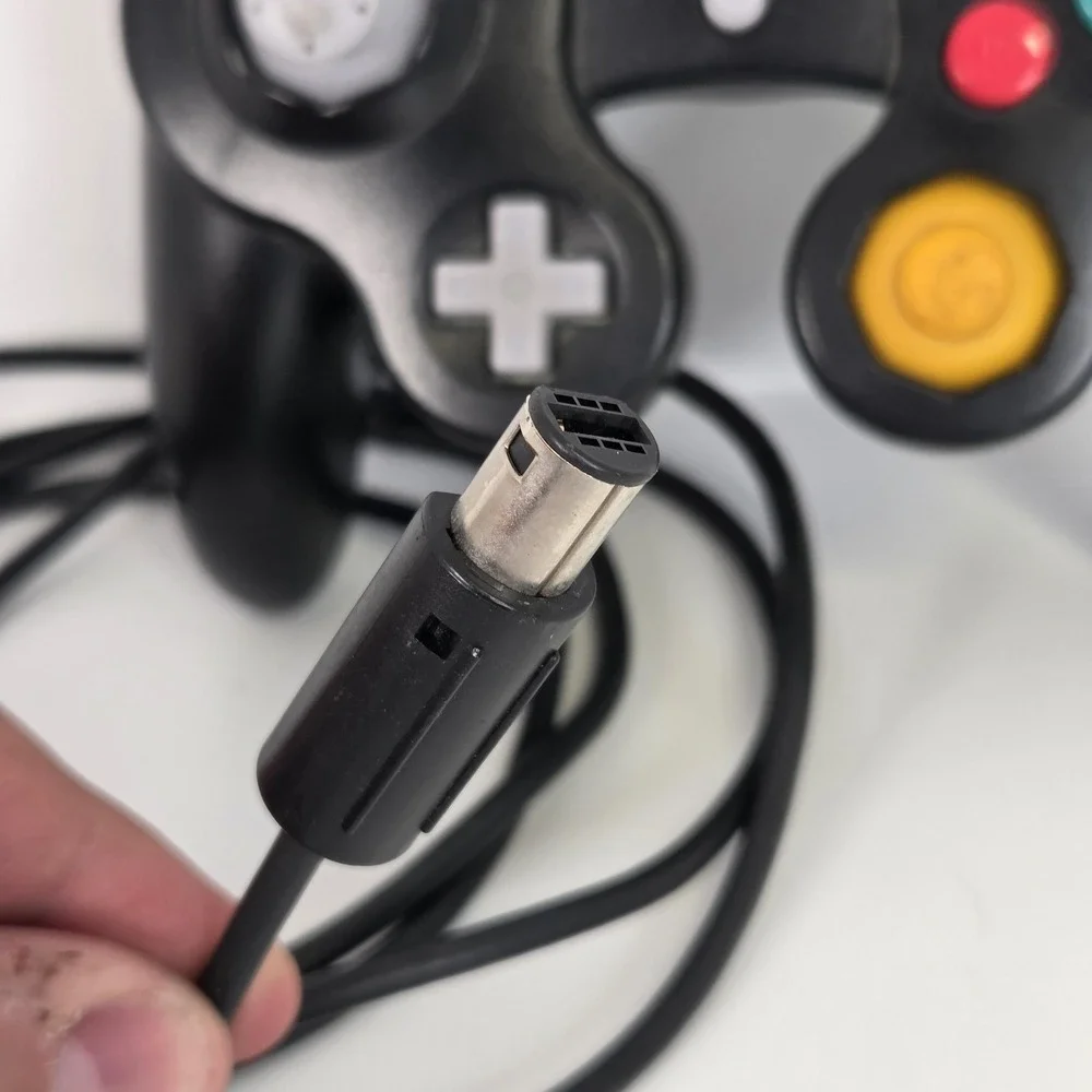 Nintendo GameCube Controller Black Wired DOL-003 OEM Ergonomic 8ft Cable